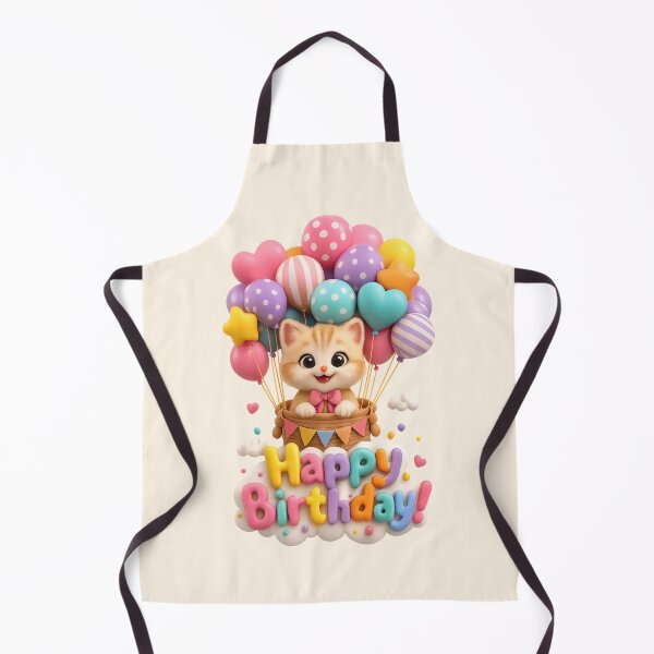 Item preview, Cute Kawaii Cat Balloon Birthday Party | Kawaii 3D Happy Birthday Art designed and sold by Moons Studio.