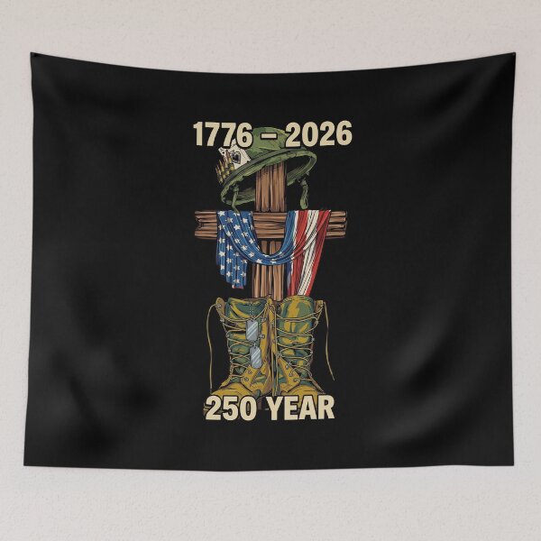 Item preview, America 1776 To 2026 Veteran Memorial Cross And Boots designed and sold by Vermanartist.