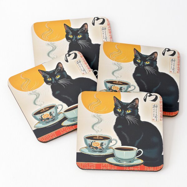 Item preview, Black Cat and Coffee designed and sold by HomeroPosadaO.