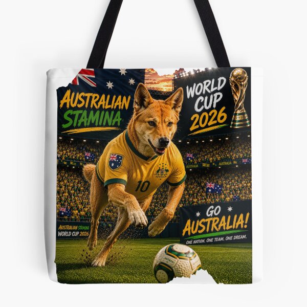 Item preview, World Cup 2026 Australia Soccer fan Dingo Stamina designed and sold by WhatASunShine.