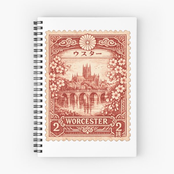 Item preview, Vintage Worcester Stamp Illustration | Retro British Postage Art | Historic Cathedral River City Travel Design of England designed and sold by PaintedPixels01.