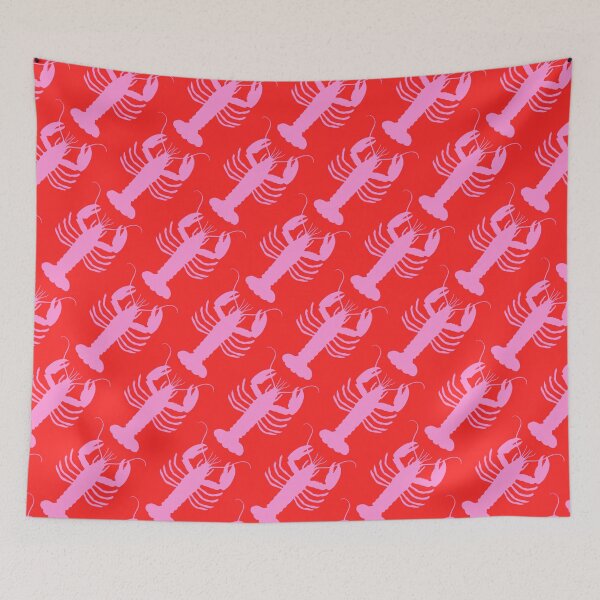 Item preview, Coastal Lobsters Pop Pattern in Preppy Pink and Red designed and sold by kierkegaard.
