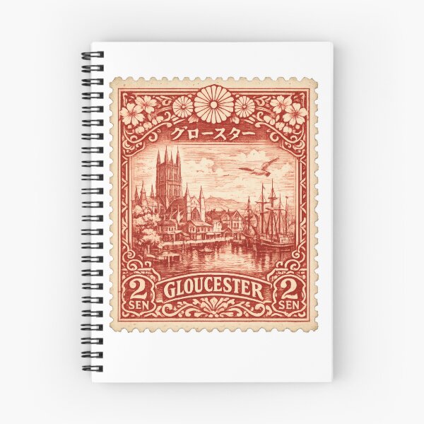 Item preview, Vintage Gloucester Stamp Illustration | Retro British Postage Art | Historic Cathedral Docks City Travel Design of England designed and sold by PaintedPixels01.
