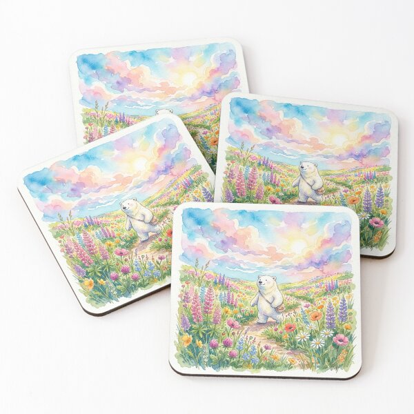 Item preview, Cute Polar Bear in Wildflower Meadow designed and sold by 0606PM.