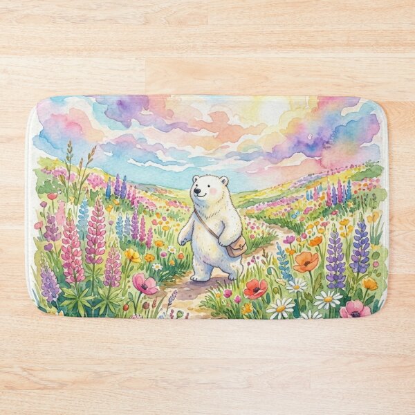 Item preview, Cute Polar Bear in Wildflower Meadow designed and sold by 0606PM.