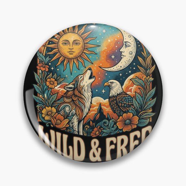 Item preview, Wild and Free Vintage Wolf and Eagle Retro Nature Art designed and sold by RoyalDeluxGo.