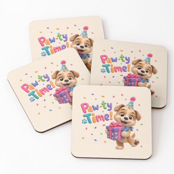 Item preview, Cute Puppy Birthday Party  | Kawaii 3D Happy Birthday Art designed and sold by Moons Studio.