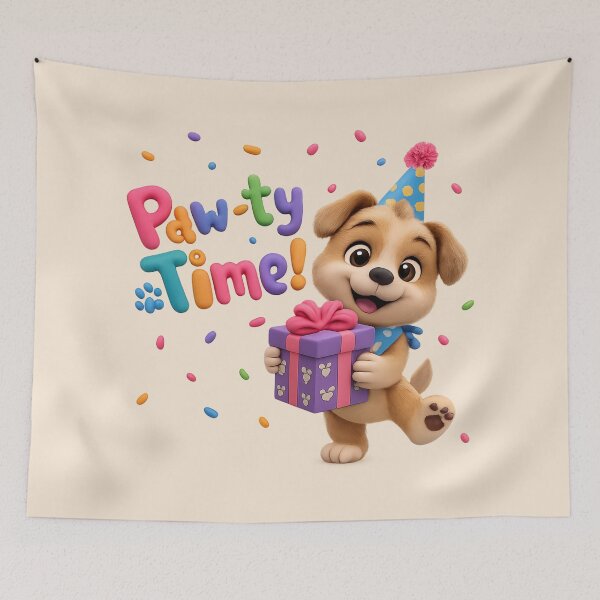 Item preview, Cute Puppy Birthday Party  | Kawaii 3D Happy Birthday Art designed and sold by Moons Studio.