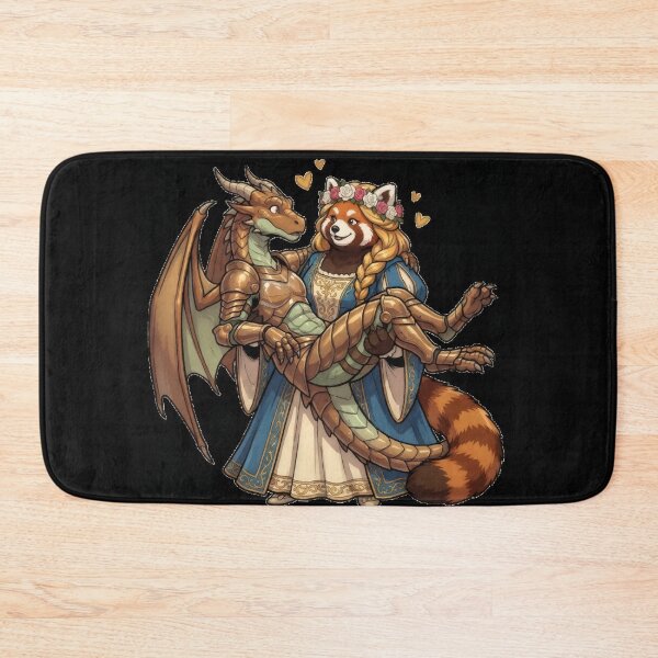 Item preview, Red Panda Princess and her Dragon Knight Fantasy Art designed and sold by Trevor Cutler.