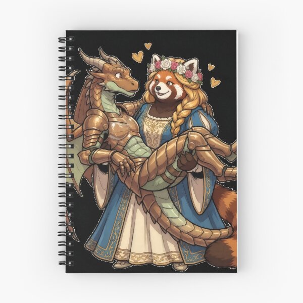 Item preview, Red Panda Princess and her Dragon Knight Fantasy Art designed and sold by Trevor Cutler.