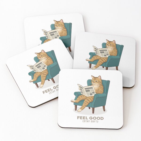 Item preview, Cozy Ginger Cat Reading Newspaper Vintage Illustration designed and sold by Cozy Vintage Animal.