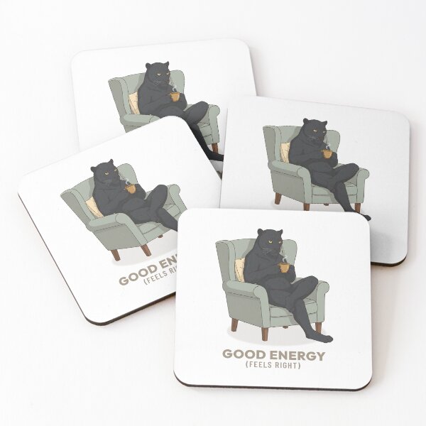 Item preview, Retro Black Panther Drinking Coffee Vintage Illustration designed and sold by Cozy Vintage Animal.