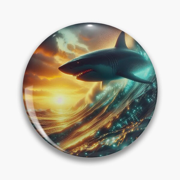 Item preview, Shark Riding Evening Bioluminescence Wave designed and sold by CarolM.