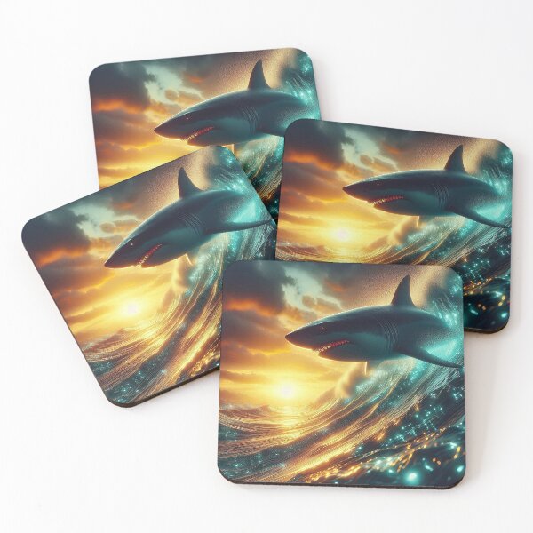 Item preview, Shark Riding Evening Bioluminescence Wave designed and sold by CarolM.