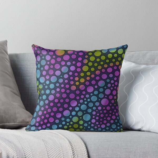 Item preview, Dark Neon Bubble Dot Pattern — Moody Circle Art in Purple Blue Green on Black designed and sold by RareSquareBearArts.