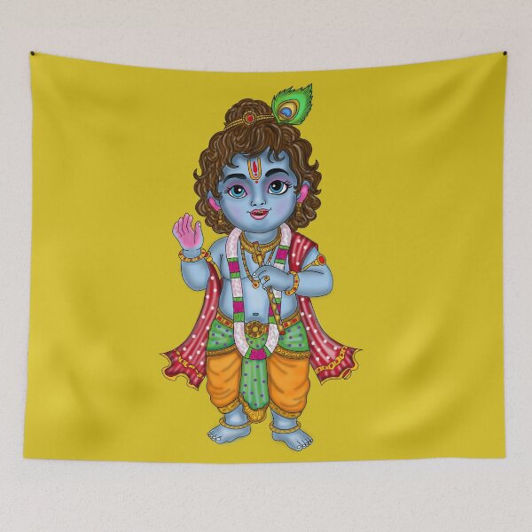 Item preview, Lord Krishna Artwork | Divine Hindu God Digital Painting Illustration designed and sold by Harshit_Digital_Arts.