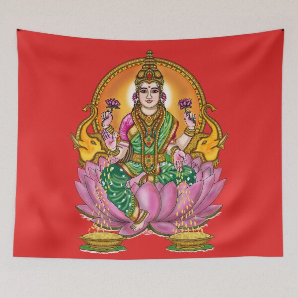 Item preview, Goddess Lakshmi Artwork | Divine Hindu Goddess Digital Illustration designed and sold by Harshit_Digital_Arts.