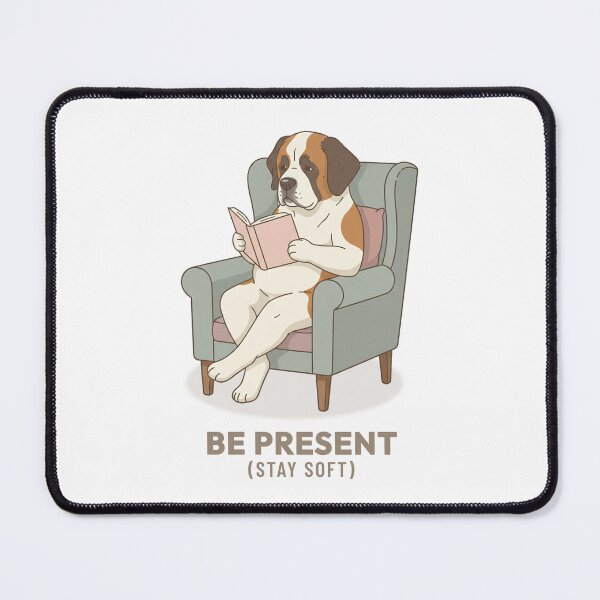 Item preview, Slow Living Saint Bernard Reading Vintage Illustration designed and sold by Cozy Vintage Animal.