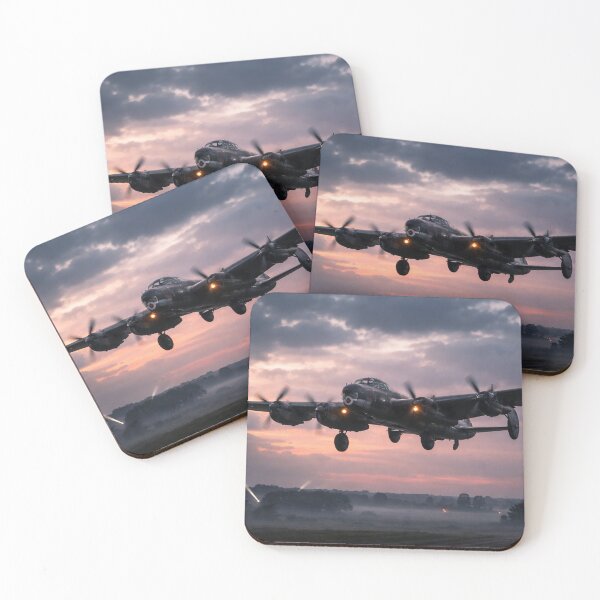 Item preview, Avro Lancaster Bomber Returning to Base at Dusk – World War II Aviation Scene designed and sold by photoart1854.