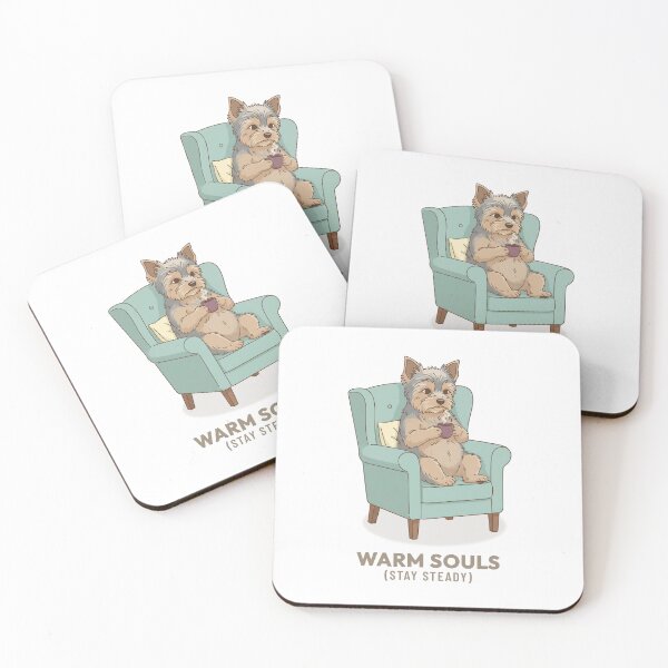Item preview, Retro Yorkshire Terrier Drinking Coffee Vintage Art designed and sold by Cozy Vintage Animal.