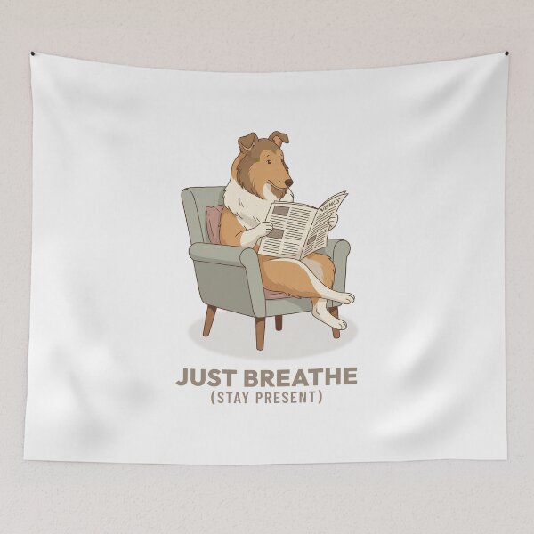 Item preview, Cozy Collie Dog Reading Newspaper Vintage Illustration designed and sold by COZY VINTAGE animal.