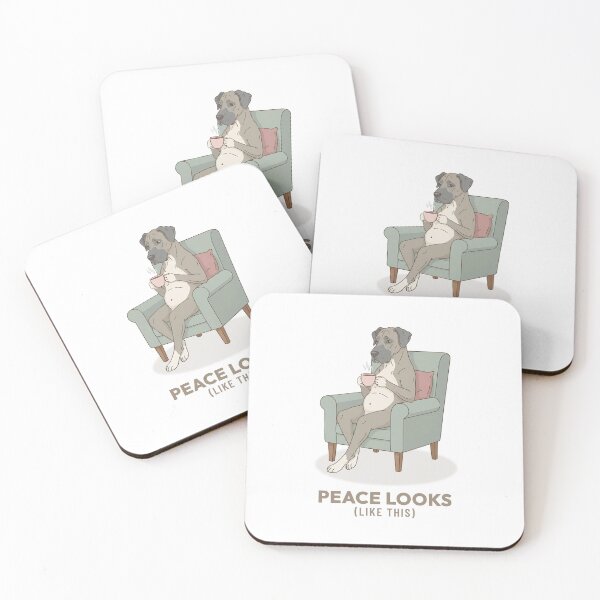 Item preview, Slow Living Great Dane Drinking Coffee Vintage Art designed and sold by Cozy Vintage Animal.