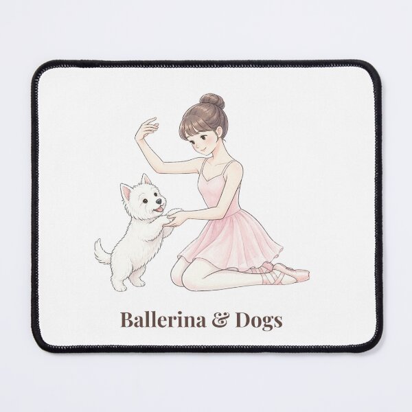 Item preview, Ballerina & Dogs — Ballerina with Westie / West Highland White Terrier Illustration designed and sold by ballerinadogs.
