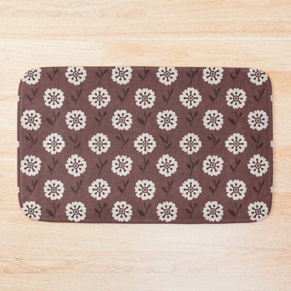 Item preview, Abstract retro flowers in chestnut brown and red designed and sold by Caroline Rausch.