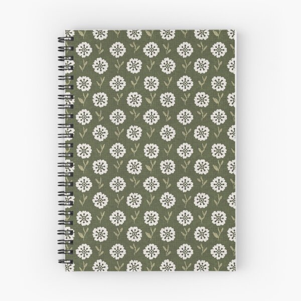 Item preview, Abstract retro flowers in olive forest green designed and sold by Caroline Rausch.