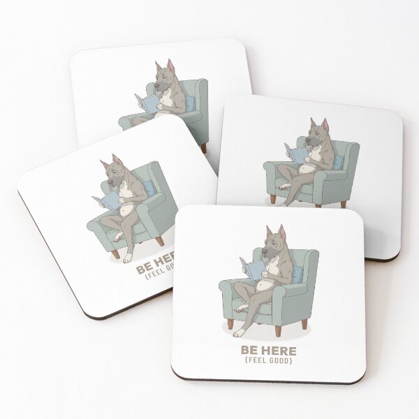 Item preview, Vintage Great Dane Dog Reading Book Retro Art designed and sold by Cozy Vintage Animal.