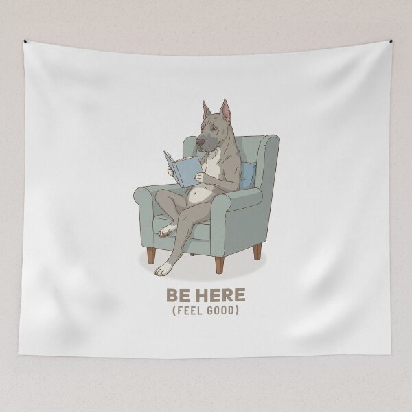 Item preview, Vintage Great Dane Dog Reading Book Retro Art designed and sold by Cozy Vintage Animal.