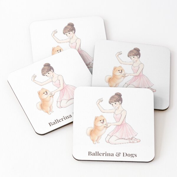 Item preview, Ballerina & Dogs — Ballerina with Pomeranian / Fluffy Spitz Dog Illustration designed and sold by ballerinadogs.