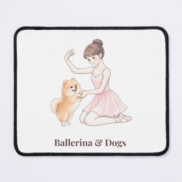 Item preview, Ballerina & Dogs — Ballerina with Pomeranian / Fluffy Spitz Dog Illustration designed and sold by ballerinadogs.