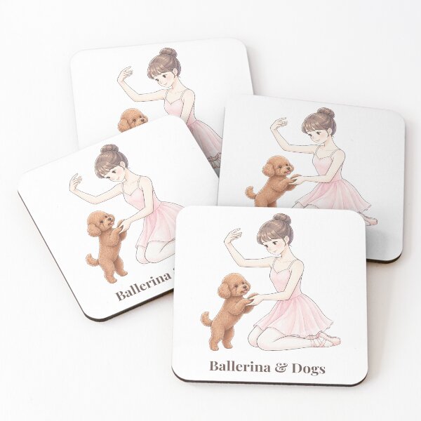 Item preview, Ballerina & Dogs — Ballerina with Toy Poodle / Curly Dog Illustration designed and sold by ballerinadogs.