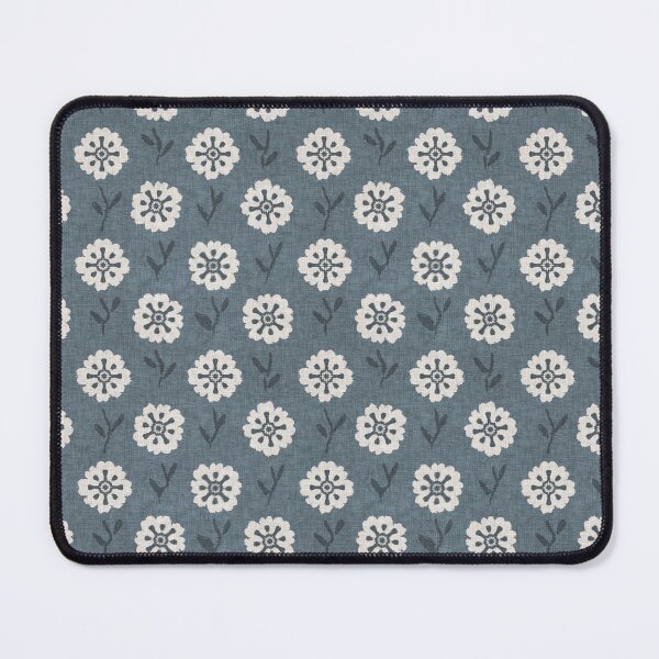 Item preview, Abstract retro flowers in denim blue designed and sold by Caroline Rausch.