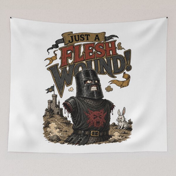 Item preview, Just a Flesh Wound Medieval Knight Sticker | Dark Fantasy Comedy Design designed and sold by MAF_Merch.