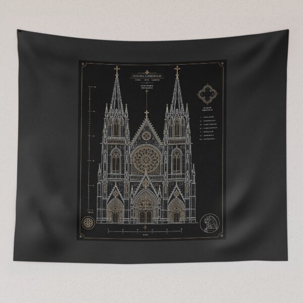 Item preview, Gothic Cathedral Architectural Blueprint Drawing designed and sold by rygenr8.