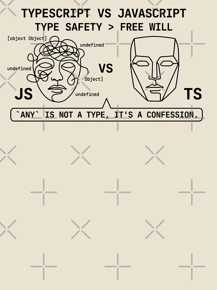 Aperçu 4 sur 4. T-shirt décontracté avec l'œuvre TypeScript contre JavaScript créée et vendue par YOU SHOP NOW.
