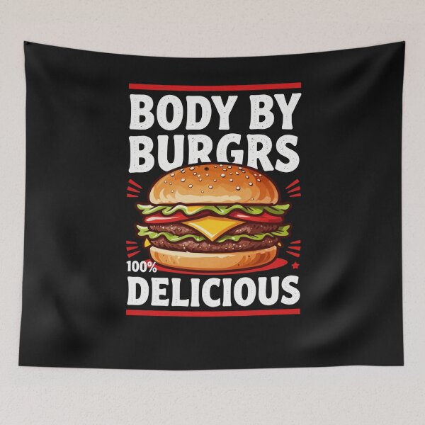 Item preview, Body By Burgers - Funny Food T-Shirt Design designed and sold by myfunnyshirt.