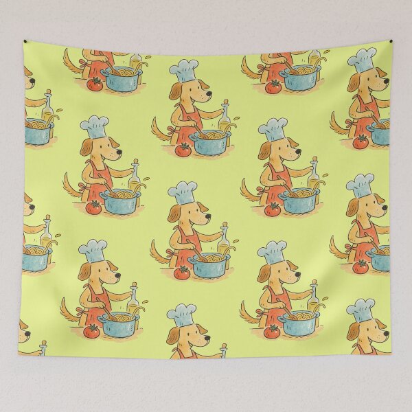 Item preview, Dog Cook Spaghetti Pasta Kitchen Saying designed and sold by Mauswohn.