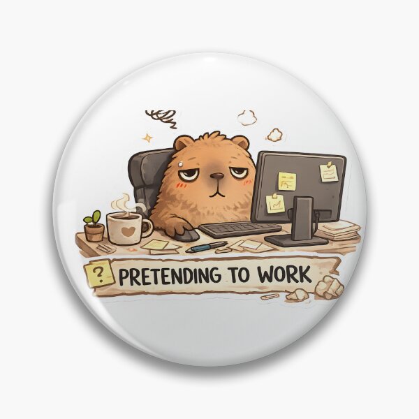 Item preview, Pretending to Work Capybara Sticker – Funny Office Humor Kawaii Tired Desk Worker Meme designed and sold by veralchhaya.