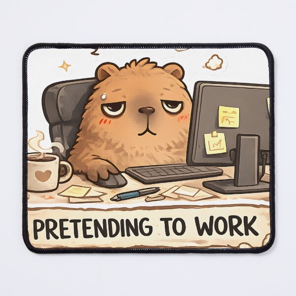 Item preview, Pretending to Work Capybara Sticker – Funny Office Humor Kawaii Tired Desk Worker Meme designed and sold by veralchhaya.