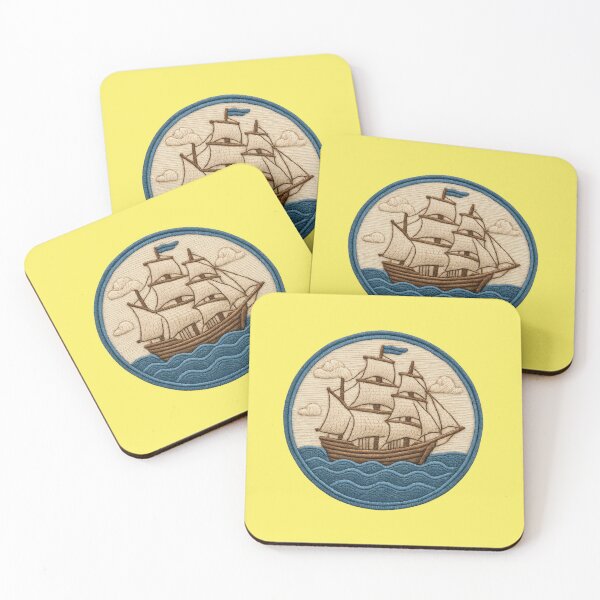 Item preview, Sailing ship three-masted ocean maritime knitting pattern designed and sold by Mauswohn.
