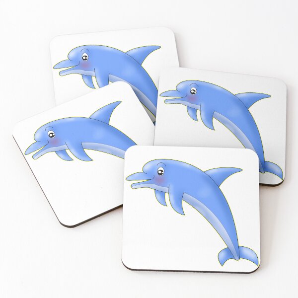 Item preview, Cute Kawaii Happy Blue Dolphin Jumping designed and sold by BalRaju-Doodles.