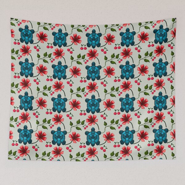Item preview, Tropical Turtle Cherry Floral Pattern  designed and sold by HopeAndHustle.