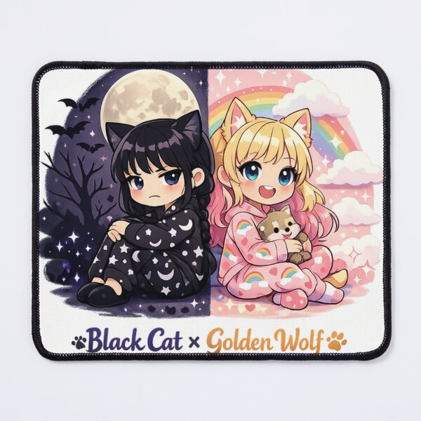 Item preview, Wenclair Black Cat x Golden Wolf designed and sold by funny things random.