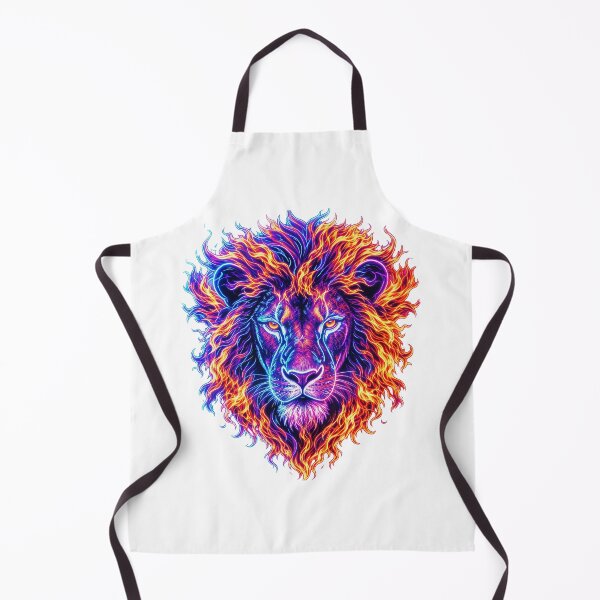 Item preview, Lion head, neon style, with flaming mane designed and sold by Marcu Ioachim.
