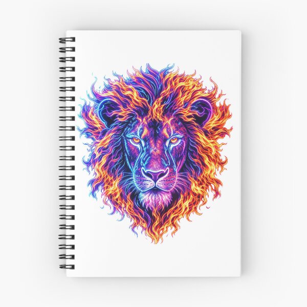 Item preview, Lion head, neon style, with flaming mane designed and sold by Marcu Ioachim.