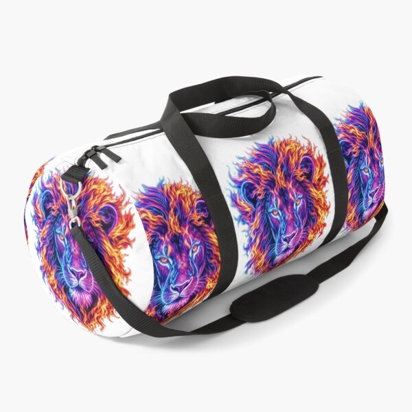 Item preview, Lion head, neon style, with flaming mane designed and sold by Marcu Ioachim.