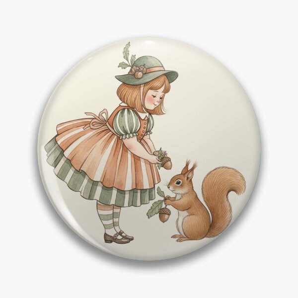 Item preview, Woodland Adventures: Girl Sharing Acorns with a Squirrel designed and sold by Pasteltone.